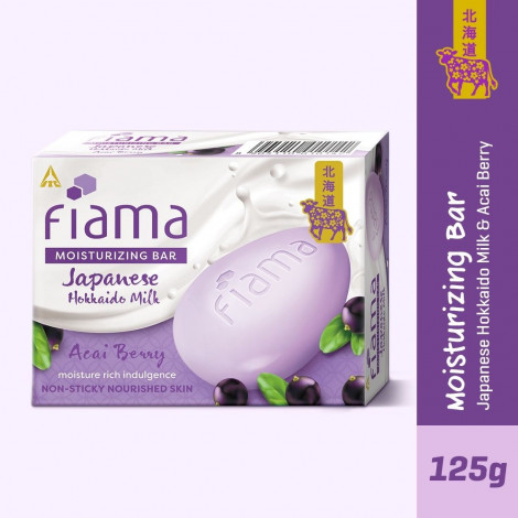 Fiama Moisturizing Soap Bar Japanese Hokkaido Milk & Acai Berry Non-Sticky Moisturization