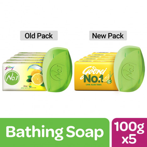 Godrej No.1 Bath Soap – Lime & Aloe Vera 5pcs