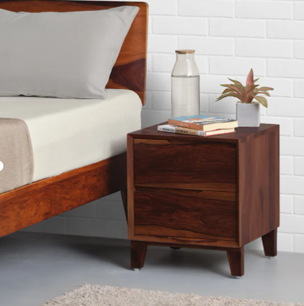 Mate - Sheesham Wood Bedside Table (Honey Brown Finish)