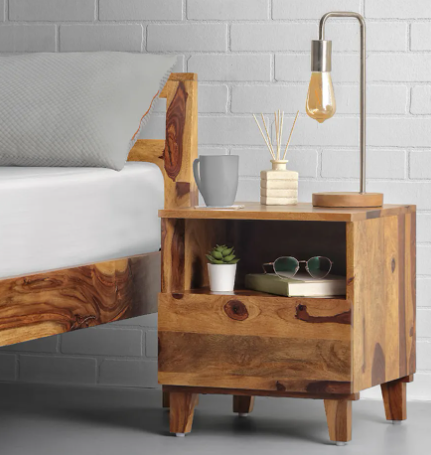 Ally - Sheesham Wood Bedside Table (Provincial Teak Finish)