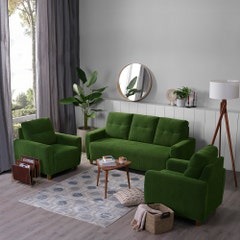 Sofa Yolo - 3+1+1 Seater Sofa Set (Fabric, Avocado Green)