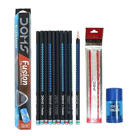 Doms Fusion Xtra Super Dark Pencil Box Pack | Dark & Neat Writing Which Stays Longer |
